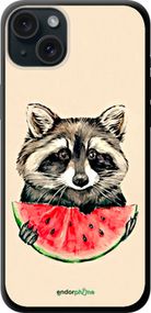 Чохол на iPhone 15 Plus Єнотик з кавуном "4605b-3097-2448"