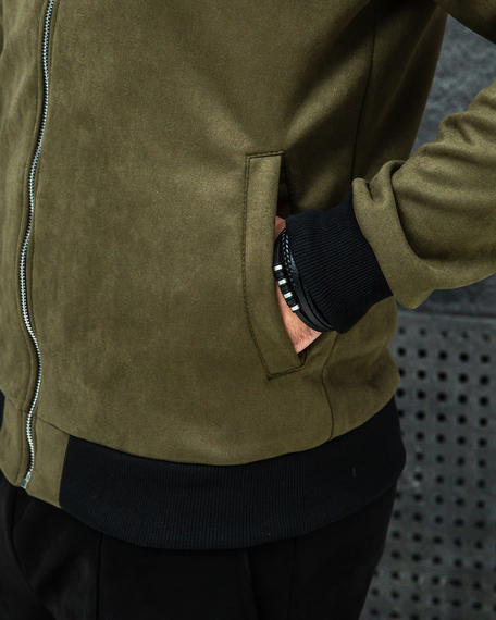 Бомбер замшевый хаки S M | Зображення 6