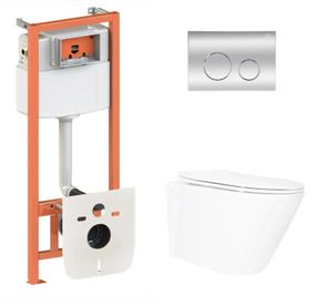Набір Qtap Nest 4 в 1 підвісний унітаз Swan Ultra Quiet 520x360x320 + комплект інсталяції QT16335180W48203