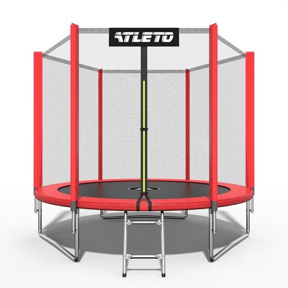 Батут дитячий Atleto 183 см із захисною сіткою і драбиною для дому та дачі червоний 42400497 | Зображення 6