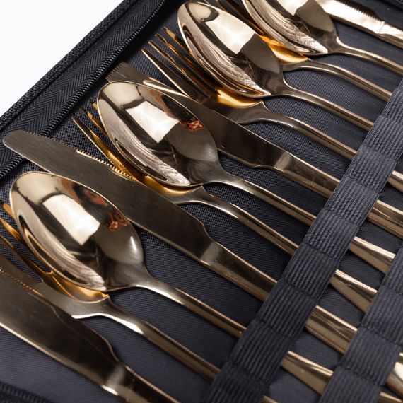 Набір посуду для пікніка на 4 особи 24 предмети Золотистий | Зображення 2