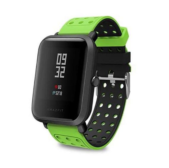 Двухсторонний ремешок с перфорацией Primo для часов Xiaomi Amazfit Bip/Bip Lite/Amazfit Bip GTS - Black&Green