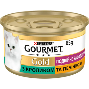 Вологий корм Purina GOURMET GOLD для дорослих котів, з кроликом і печінкою 85г