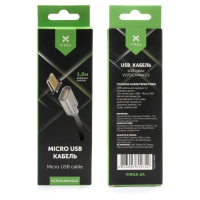 Дата кабель USB 2.0 AM to Micro 5P 1.0m Magnetic Vinga (VCPDCMMAG1S) (VCPDCMMAG1S) | Зображення 3