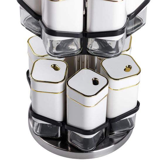 Набор для специй на подставке 12 шт 120 мл карусель для специй Белый HP-1315 | Зображення 6