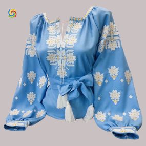 Рубашка Украинская вышиванка 777310011 цвет голубой размер XХL/3XL