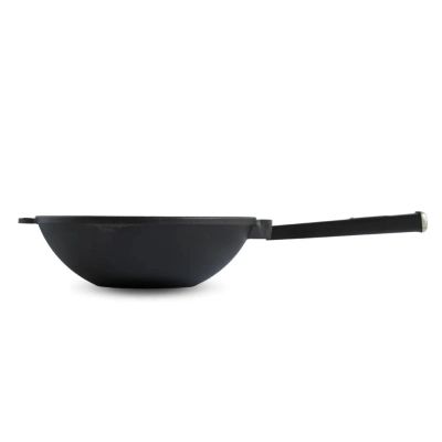 Сковорода Brizoll чавунна WOK з дерев&apos;яною ручкою та чавунною кришкою 2,8 л 260х80 мм (W26H-1) | Зображення 2