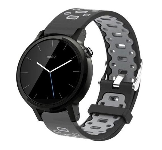 Спортивний ремінець Primo Perfor Classic для годинника Motorola Moto 360 2nd gen (42 mm ) - Black&Grey