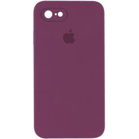 Чохол Silicone Case Square Full Camera Protective (AA) для Apple iPhone 7 / 8 / SE (2020) (4.7") Бордовий / Maroon