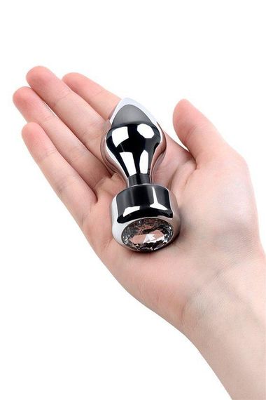 Анальная пробка Metal By Toyfa, металл, серебристая, с кристаллом цвета алмаз, 9,5 см, ø 3,5 см, 130  sexstyle | Зображення 2