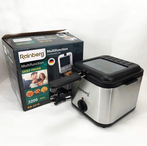 Фритюрница для дома Rainberg RB-2219 с терморегулятором и съемной чашей электрофритюрница AM-597 мини | Зображення 8