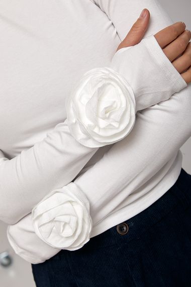 Еластичний лонг з трояндами - білий цвет, ONE SIZE (є розміри) | Зображення 3