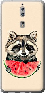 Чохол на Nokia 8 Єнотик з кавуном із силікону FCh_014626