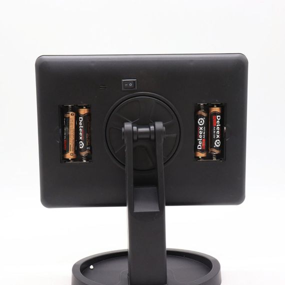 Дзеркало для макіяжу з підсвіткою (22x17 см), на батарейках та від USB, NJ-230, Чорне / Сенсорне настільне дзеркало | Зображення 8