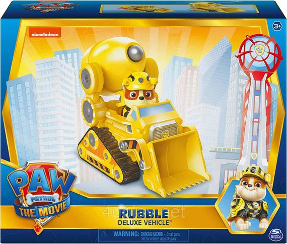 Щенячий Патруль в кино Бетономешалка бульдозер и фигурка Крепыша Paw Patrol Rubble’s Deluxe Movie Vehicle | Зображення 1