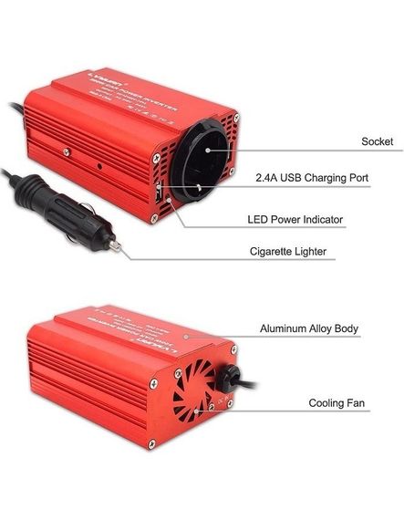 Инвертор автомобильный преобразователь напряжения LVYUAN 300 W + 2 USB порта (к гнезду прикуривателя) | Зображення 6