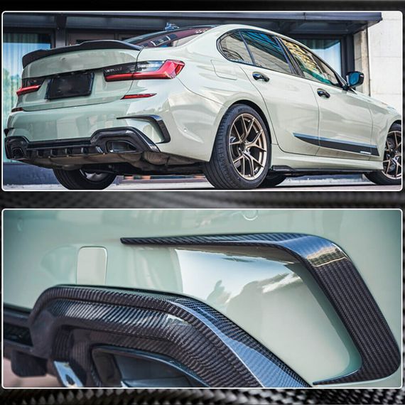 Накладки на задній бампер Flap (для M-Sport 2018-2022, Карбон) для BMW 3 серія G20/21 2018- рр | Зображення 4