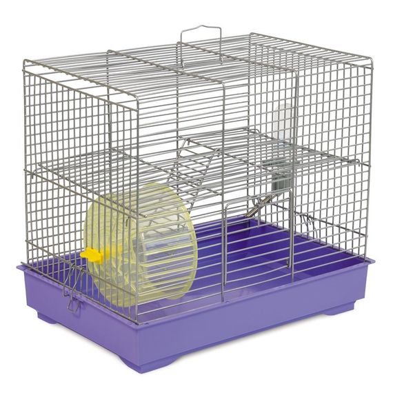 Клітка Природа Міккі для дрібних декоративних гризунів з колесом хром/фіолетова 37x25x30 см