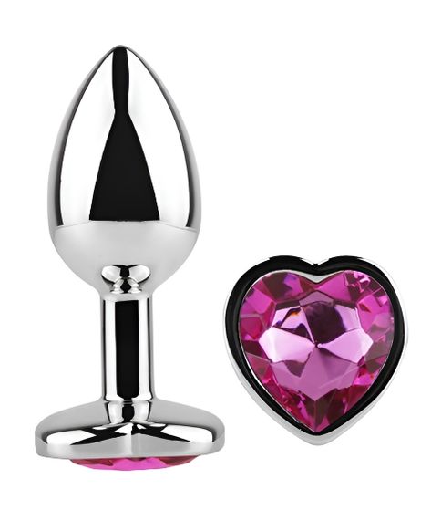 Анальна пробка з кристалом EGZO - Silver Heart Plug Rose size M Sex Aura | Зображення 1