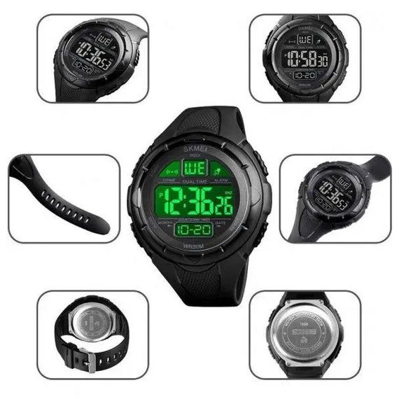Годинник наручний чоловічий SKMEI 1656BK BLACK, водостійкий тактичний годинник. Колір: чорний | Зображення 3