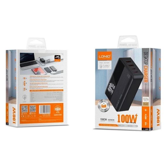 LDNIO A4809C: Потужний 4-портовий зарядний пристрій 100 Вт з технологією GaN та LED-екраном | Зображення 9