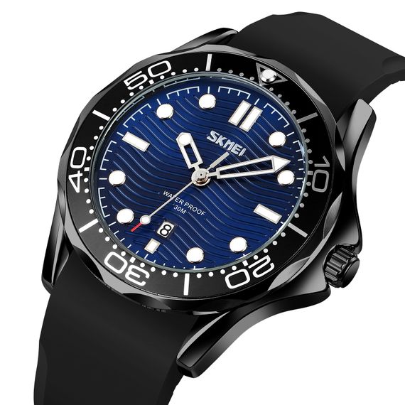 Чоловічий годинник Skmei 9276PBKBU Black-Blue Silicone Strap | Зображення 1
