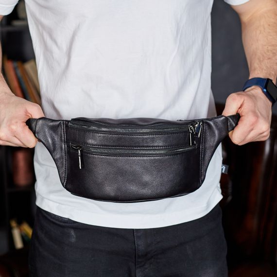 Стильна чоловіча бананка із натуральної гладкої шкіри NM-50358 | Зображення 1