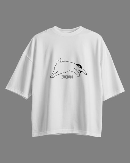 Oversize футболка з принтом zauebalo біла | Зображення 1