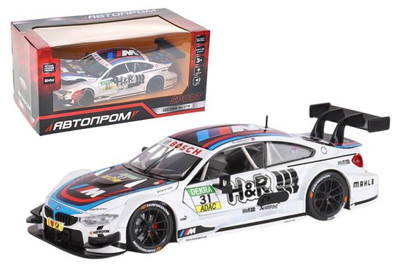 Машина металева 68256B(A) 1:24 BMW M4, батарейка, світло, звук, відкриваються двері, капот, багажник, коробка 25x10x15 см АВТОПРОМ