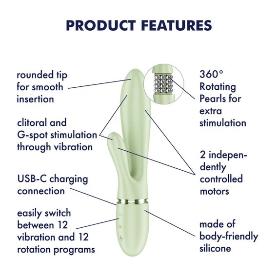 Вібратор-кролик Satisfyer Pearl Bunny 2 Light Green Sex Aura | Зображення 6