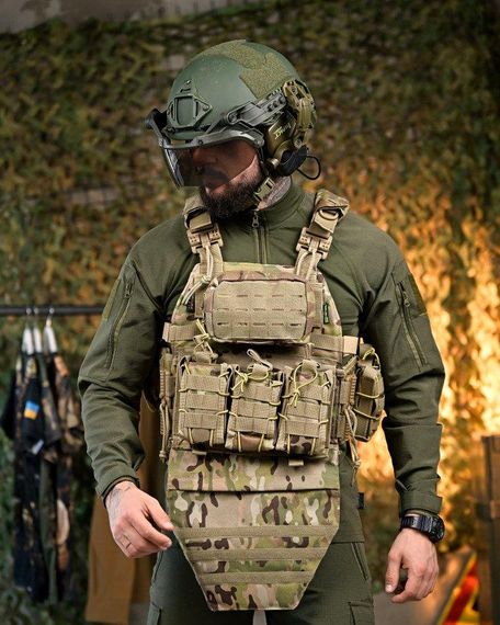 Плитоноска 4 быстрых сброса с напашником Cordura мультикам  ПП7890