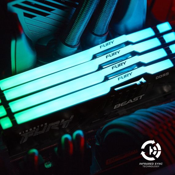 Модуль пам'яті для комп'ютера DDR5 64GB (2x32GB) 5600 MHz Beast RGB Kingston Fury (ex.HyperX) (KF556C36BBEAK2-64) | Зображення 5