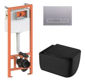 Набір Qtap Nest 4 в 1 підвісний унітаз Gemini Ultra Quiet 530х365х373 + комплект інсталяції QT2533076EUQMB46169