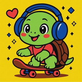 Картина за номерами "Черепашка на скейті" ©art_selena_ua KHO1290, 25х25 см