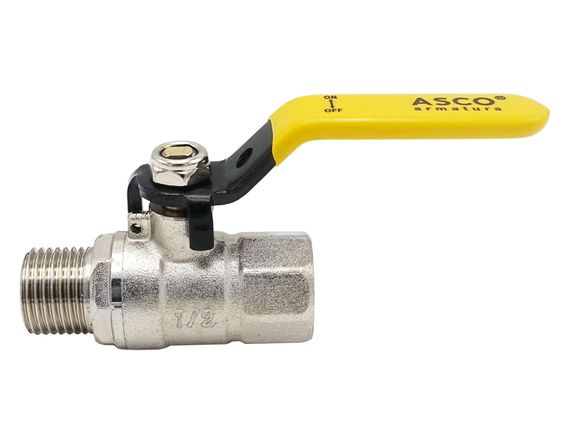 Кран кульовий нікель для газу Nickel PRO 1/2" ЗВ PN20 жовтий ручка  ASCO 1/24 | Зображення 2
