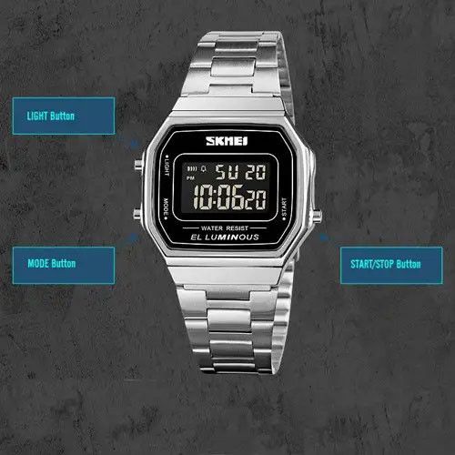 Годинник квадратний Ретро SKMEI 1647SI, Годинник retro vintage, Чоловічі наручні годинники vintage new ZW-52 | Зображення 7