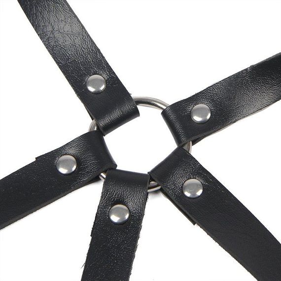 Портупея шкіряна Star Night Leather Chest Harness Straps чорний | Зображення 7