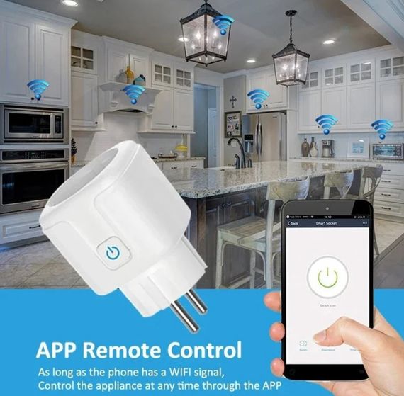 Розумна Wi-Fi розетка 16А з енергометром, таймером, Tuya Smart і Smart Life сумісна з Google Home та Alexa - White | Зображення 3