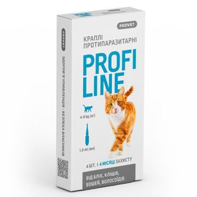 Краплі від бліх, кліщів та вошей Provet Profiline для котів 4-8 кг 4 піп