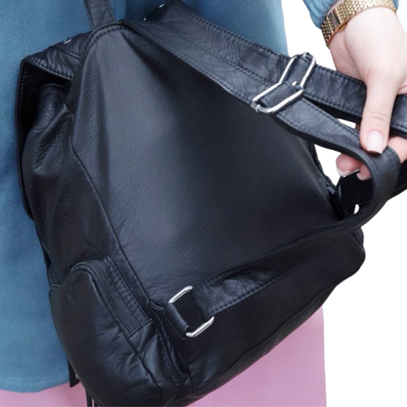 Рюкзак жіночий з якісної екошкіри. Рюкзак для дівчаток. Рюкзак чорний 35х32х15 | Зображення 2