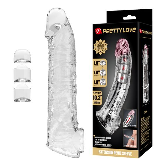 Подовжуюча насадка на член - Pretty Love Extension Penis Sleeve Clear, 26 см