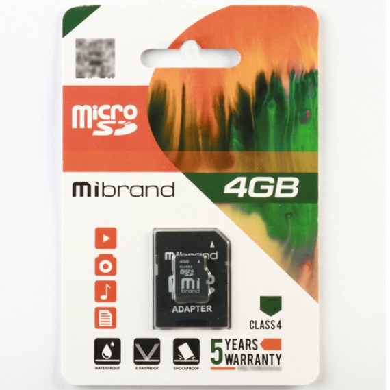 Карта пам'яті microSDHC 4Гб Сlass 4 Mibrand