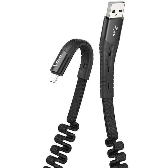 Дата кабель Hoco U78 "Cotton treasure elastic" MicroUSB (1.2М) Чорний | Зображення 2