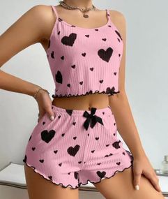 Пижама женская короткая топ и шорты  (S) розовая