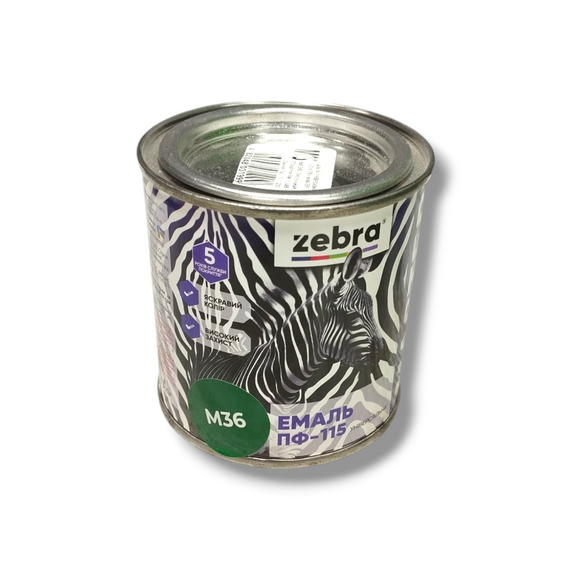 Емаль алкідна пф-115 універсальна 0,25кг zebra master 1236 m36 зелений