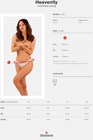 Трусики з розрізом Obsessive Heavenlly otwarte Білі XS/S | Зображення 6