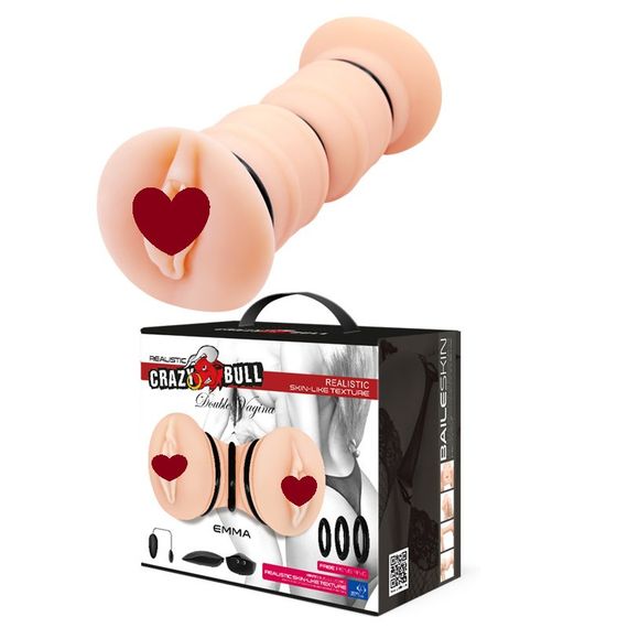 Мастурбатор-вагина с двумя входами и вибрацией CRAZY BULL - EMMA Double Vagina, BM-009148ZH Sex Aura