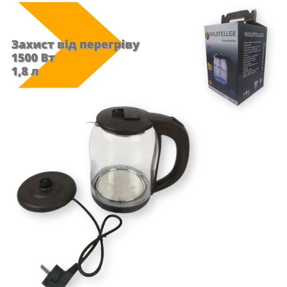Електричний чайник Goldteller MG-06 1,8 л 1500 Вт чорний (MG-06 BLACK_360) | Зображення 1