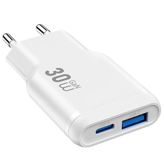 СЗУ WIWU G033 Essen PD30W+QC3.0 GaN (1USB-A/1C) White | Зображення 2