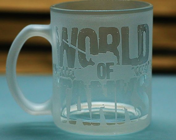 Скляна чашка для чаю 320 мл з гравіюванням гри  Ворлд оф Танкс World of Tanks подарунок для танкіста WOT